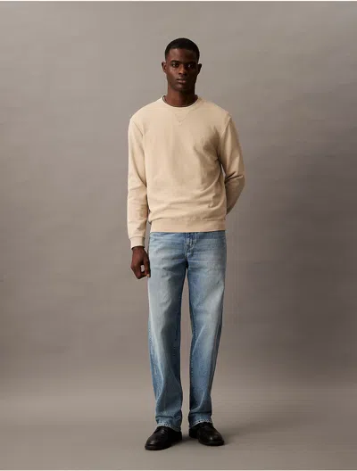 Calvin Klein Men's Washed Terry Classic Sweatshirt In White Pepper