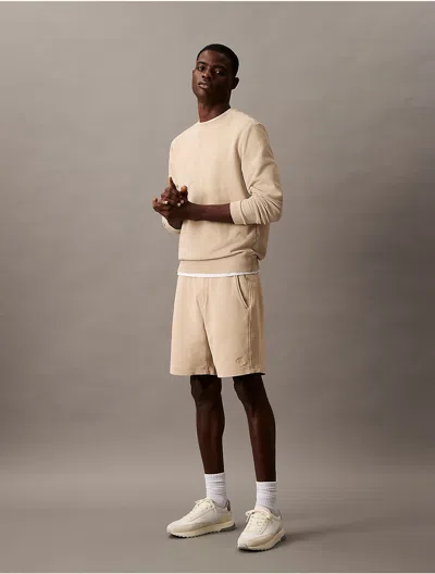 Calvin Klein Men's Washed Terry Shorts In White
