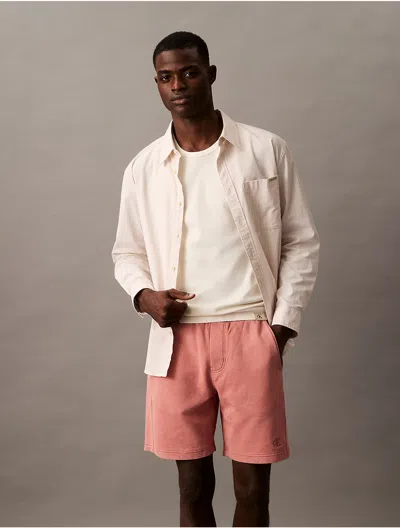 Calvin Klein Men's Washed Terry Shorts In Light Mahogany