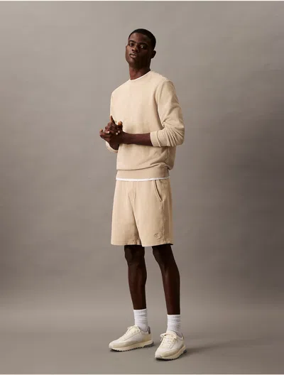 Calvin Klein Men's Washed Terry Shorts In White Pepper