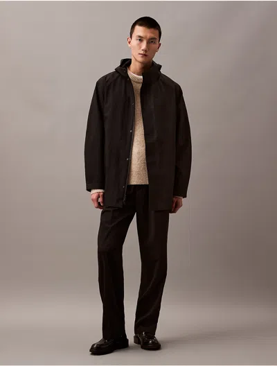 Calvin Klein Men's Water Resistant Hooded Rain Jacket In Black