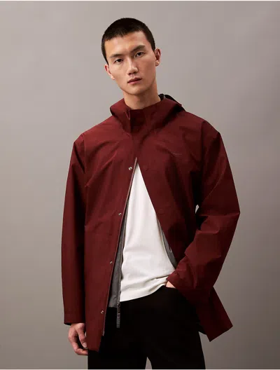 Calvin Klein Men's Water Resistant Hooded Rain Jacket In Rusted Root