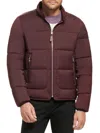 Shop Calvin Klein Men's Water Resistant Moto Puffer Jacket In Wine