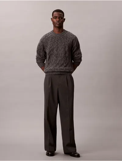 Calvin Klein Men's Wool Blend Cable Knit Sweater In Gray