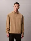 Calvin Klein Men's Wool Blend Emblem Logo Hoodie In Brown