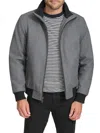 Calvin Klein Wool Blend Bomber Jacket In Charcoal