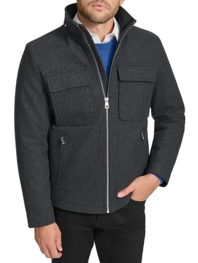 Calvin Klein Men's Hipster Full-zip Jacket With Zip-out Hood In Dark Charcoal