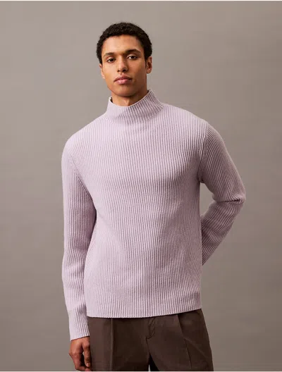 Calvin Klein Men's Wool Blend Mock Neck Sweater In Evening Haze