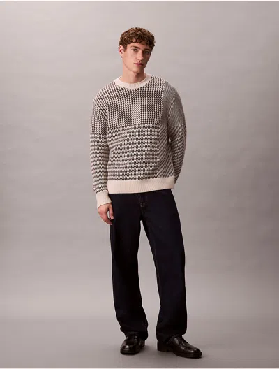 Calvin Klein Men's Wool Blend Patterned Relaxed Sweater In Multi