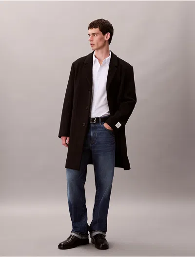 Calvin Klein Men's Wool Blend Tailored Coat In Black