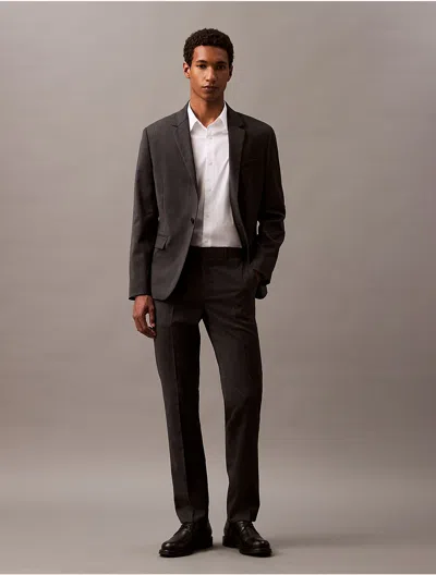 Calvin Klein Men's Refined Stretch Pinstripe Slim Trouser In Charcoal