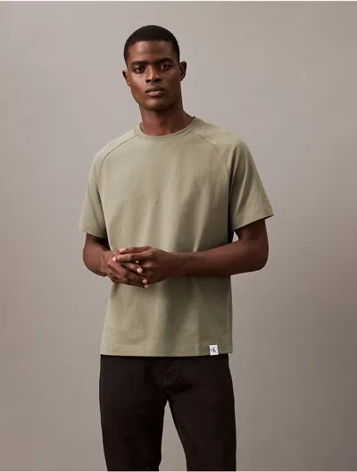 Calvin Klein Men's Woven Tab Classic Crewneck T-shirt In Dusty Olive