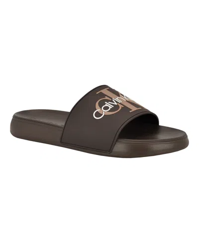 Calvin Klein Wythe Slide Sandal In Brown