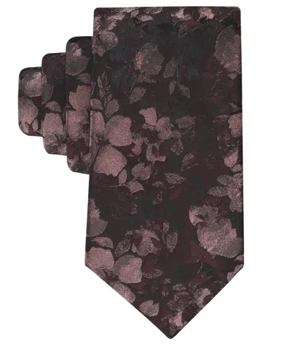 Calvin Klein Men's Yara Floral Tie In Burgundy