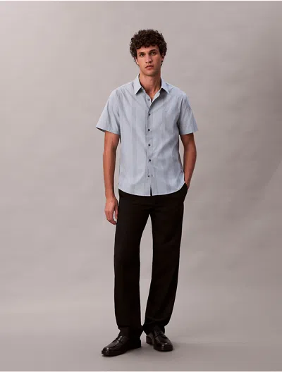 Calvin Klein Men's Yarn-dyed Stripe Stretch Classic Shirt In Blue
