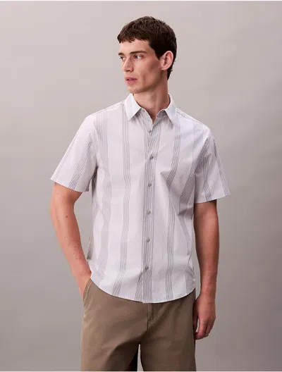Calvin Klein Men's Yarn-dyed Stripe Stretch Classic Shirt In Gray