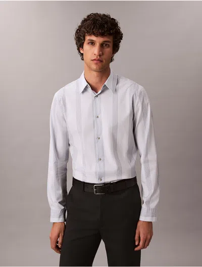 Calvin Klein Men's Yarn-dyed Stripe Supima Stretch Slim Shirt In Blue