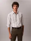 Calvin Klein Men's Yarn-dyed Stripe Supima Stretch Slim Shirt In Gray