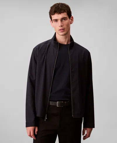 Calvin Klein Men's Yarn-dyed Zip Jacket In Blue