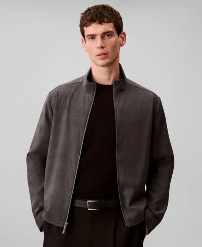 Calvin Klein Men's Yarn-dyed Zip Jacket In Gray