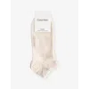 Calvin Klein Mens  Sneaker Brand-print Pack Of Two Stretch-cotton Blend Socks In Beige