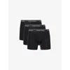 Calvin Klein Mens  Branded -waistband Pack Of Three Stretch-jersey Boxer Briefs In Black