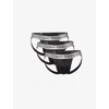 Calvin Klein Mens Black Black Black Brush Jock-strap Pack Of Three Stretch-woven Briefs In Black