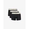 Calvin Klein Mens Black, Black, Black Heritage Branded Pack Of Three Stretch-cotton Trunks In Black