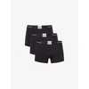 Calvin Klein Mens  Icon-logo Pack Of Three Cotton-jersey Trunks In Black