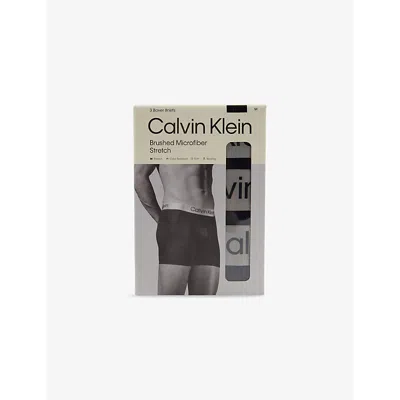 Calvin Klein Mens  Micro Stretch Pack Of Three Stretch-woven Boxer Briefs In Black, Black, Black