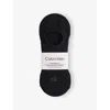 Calvin Klein Mens  Branded Ribbed-trim Pack Of Two Stretch-cotton Footie Socks In Black