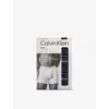 Calvin Klein Mens  Icon Logo-waistband Pack Of Three Stretch-cotton Boxer Briefs In Black W/ Black Wb