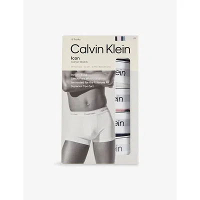 Calvin Klein Mens Blk Hthr Buff Sline Icon Pack-of-five Regular-fit Stretch-cotton Trunks
