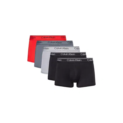 Calvin Klein Mens Blk,tlen,sleet,rush,blk Microfiber Low-rise Pack Of Five Stretch-woven Trunks In Multi