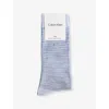 Calvin Klein Mens  Brand-print Pack Of Two Stretch-cotton Blend Socks In Blue Combo