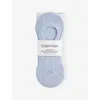 Calvin Klein Mens Footie High-cut Pack Pack Of Two Stretch-woven Sock Liners Blue Combo In Blue Combo