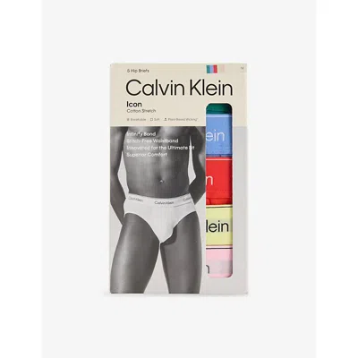 Calvin Klein Mens By Gcr Mtn Pl Ylw Bff Icon Pride Logo-waist Pack Of Five Cotton-jersey Briefs