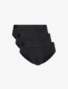 Calvin Klein Mens Black Branded-waistband Mid-rise Pack Of Three Stretch-jersey Briefs In Black