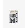 Calvin Klein Mens  Icon Logo-waistband Pack Of Three Stretch-cotton Hip Brief In Black, Black, Black