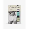 Calvin Klein Mens Icon Logo-waistband Pack Of Three Stretch-cotton Trunks Wht Blue Leafy Fun Wbs Xl