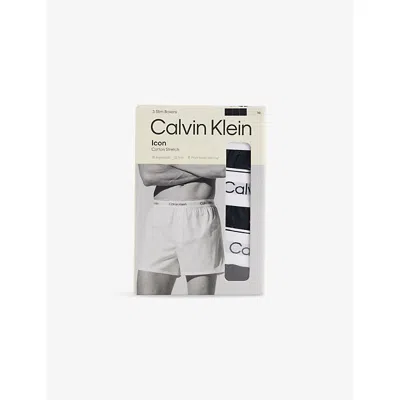 Calvin Klein Mens  Icon Pack-of-three Slim-fit Stretch-cotton Boxer In Black, Black, Black