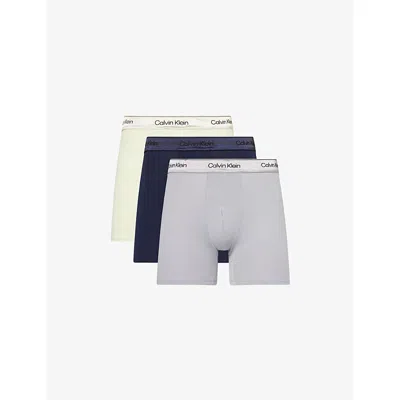 Calvin Klein Mens Multi Icon Pack Of Three Stretch-cotton Boxer Briefs Xl