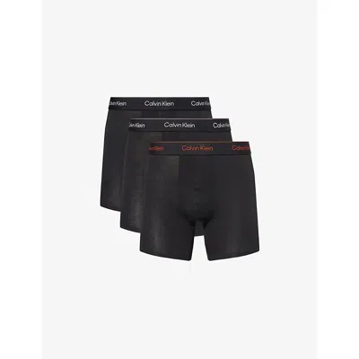 Calvin Klein Mens B-chalk,cur Pumpkin,cas Icon Stretch-cotton Boxer Briefs Pack Of Three Xxl In Black
