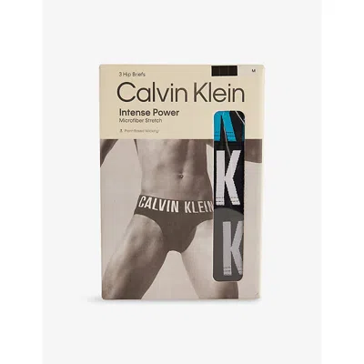 Calvin Klein Mens Intense Power Logo-waist Pack Of Three Stretch-jersey Briefs Bl Wht Misty Gr Lgs In Multi