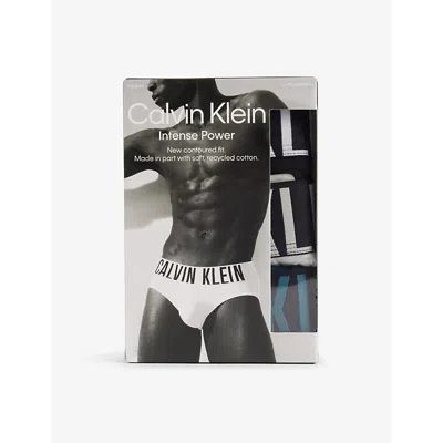 Calvin Klein Mens  Intense Power Low-rise Pack Of Three Cotton-blend Stretch-jersey Briefs In Blk,grey Heath,med