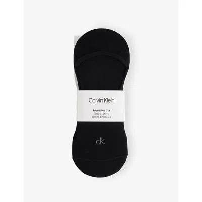 Calvin Klein Mens Black Logo No-show Stretch-cotton Socks