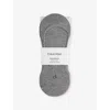 Calvin Klein Mens Grey Melange Logo No-show Stretch-cotton Socks In Gray