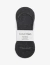 Calvin Klein Mens Dark Grey Melange Logo-print Pack Of Two Stretch-cotton Blend Liner Socks In Dark Grey Melange