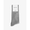 Calvin Klein Mens Grey Melange Logo Stretch-cotton Crew Socks Pack Of Three In Gray