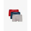 Calvin Klein Mens  Modern Structure Branded-waistband Pack Of Three Stretch-jersey Trunks In Nvy Stone,juneberry,zinc